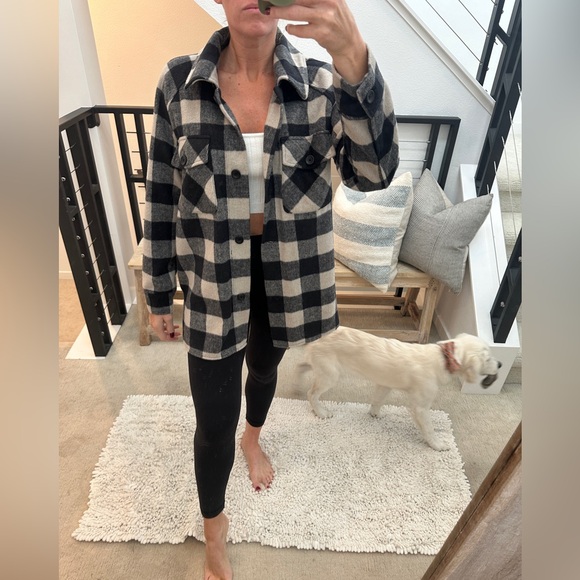 Knox Rose Jackets & Blazers - Knox Rose Buffalo Plaid Shacket Black White Oversized Button-Up Jacket fall M